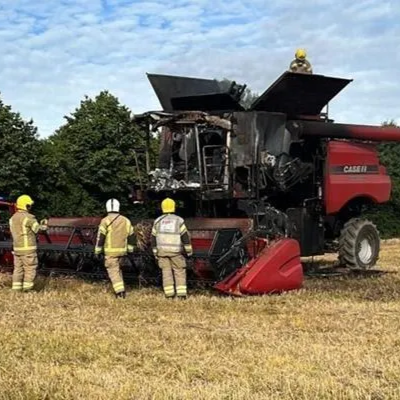 Police appeal after combine harvester torched in Derbyshire